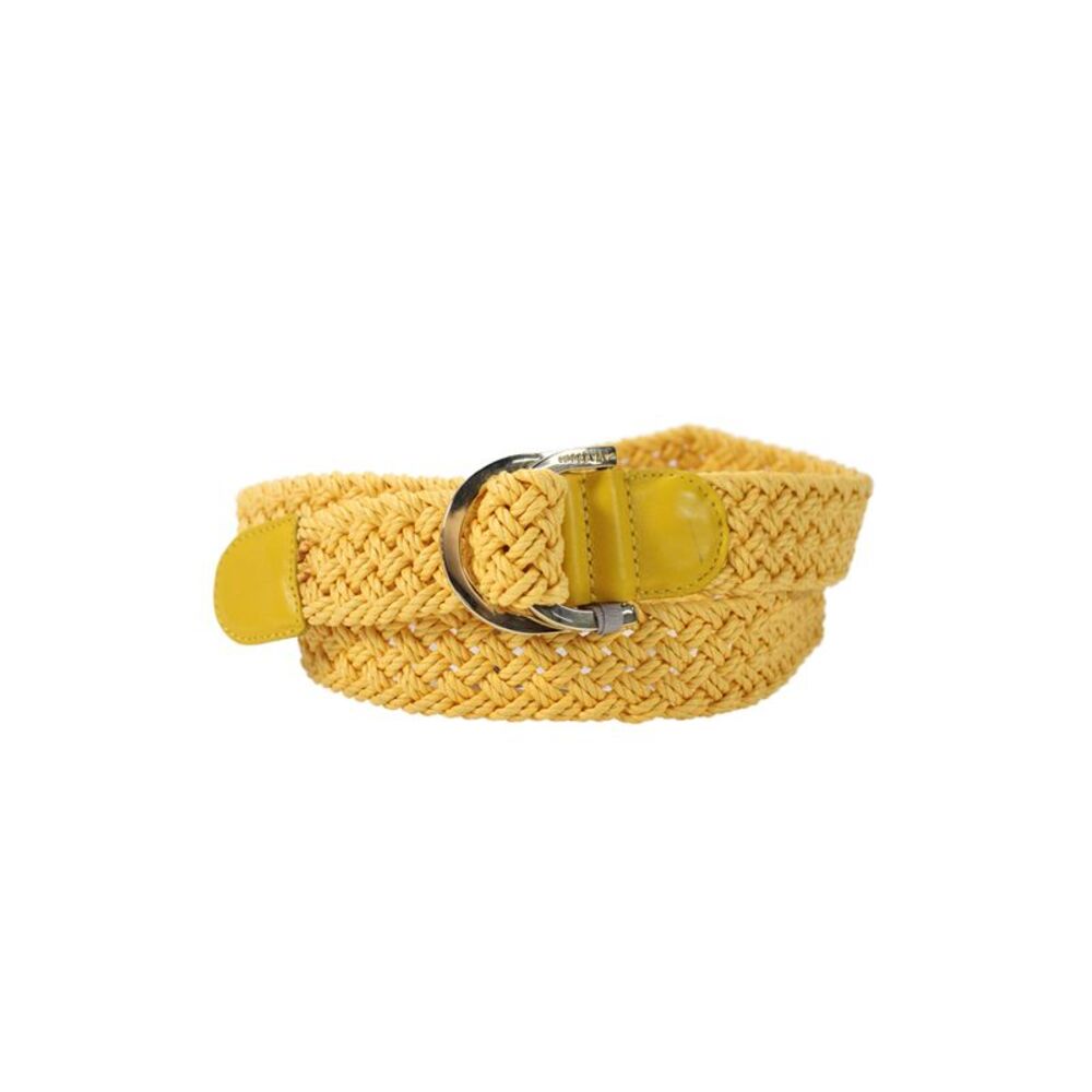 Gavazzeni Italy Womens Woven D Buckle Belt Yellow Size S
